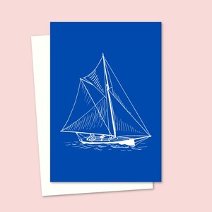 Carte de yacht à voile - Carte d'anniversaire d'amant de bateau - Idéale pour une carte de voeux pour la fête des pères - Intérieur vierge pour votre propre message