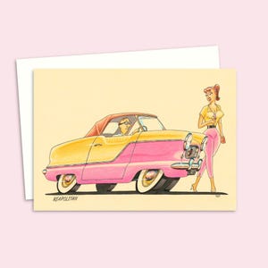 Past Times Greeting Card - Birthday Card with a Fabulous Fifties Illustration - Perfect for Friends and Family - Blank Inside