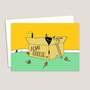 Tarjeta de felicitación divertida con un gato. Tarjeta de cumpleaños para amantes de los gatos. Ilustración dibujada a mano, ideal para familiares y amigos. Interior en blanco para escribir tu propio mensaje.