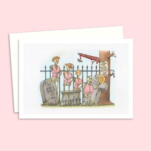 Funny Skeleton Greeting Card - Original Hand Drawn Pencil Illustration of a Barbershop Quartet - Blank Inside for Your Personal Message