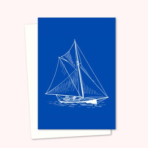 Carte de yacht à voile - Carte d'anniversaire d'amant de bateau - Idéale pour une carte de voeux pour la fête des pères - Intérieur vierge pour votre propre message