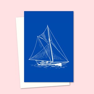Sailing Yacht Card - Boat Lover Birthday Card - Ideal for Greeting Card for Father's Day - Blank Inside for your own Message