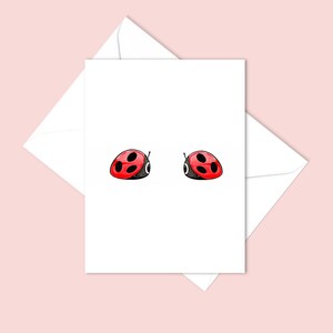 Marienkäfer Karte - Handgezeichnete Illustration für Naturliebhaber - Dankeskarte - Einladungskarte - Grußkarte - Innen leer