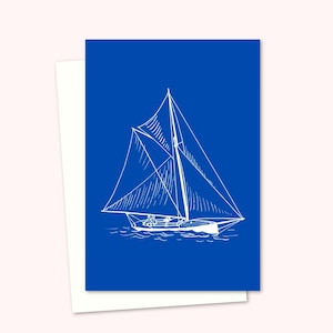 Sailing Yacht Card - Boat Lover Birthday Card - Ideal for Greeting Card for Father's Day - Blank Inside for your own Message