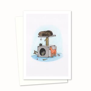 Carte de voeux chats - Illustration dessinée à la main de chatons mignons en train de jouer - Carte d'anniversaire idéale pour un amoureux des chats - Intérieur vierge