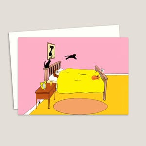 Carte de voeux chats - carte d'anniversaire drôle pour un amoureux des chats - illustration de dessin animé dessinés à la main - intérieur vierge pour votre propre message