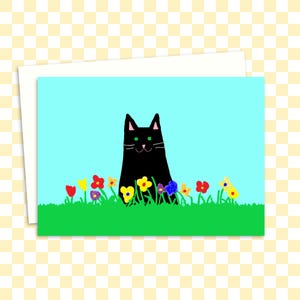 Black Cat Greeting Card - Cat Lover Birthday Card - Blank Inside For Your Own Message