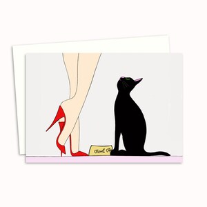 Black Cat Card - Illustrated Greeting Card for a Cat Lover - Ideal Thank You or Note Card for Friends  and Family - Blank Inside