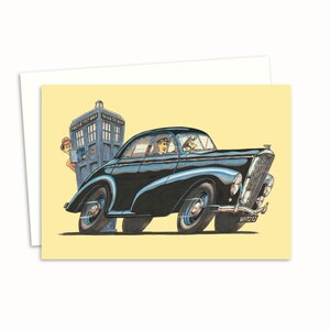 Funny Greeting Card - Police Car Cartoon Birthday Card - Hand Drawn Card Left Blank Inside for Your Own Message