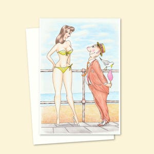 Postcard Style Seaside Greeting Card - Fun Card Perfect for Birthdays, Anniversaries, and Valentine's Day