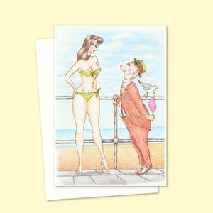 Ansichtkaartstijl Seaside-wenskaart - leuke kaart, perfect voor verjaardagen, jubilea en Valentijnsdag