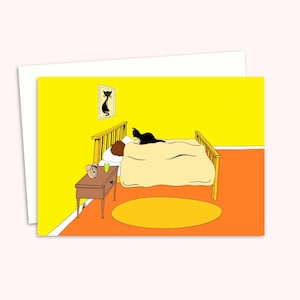 Carte de voeux drôle de chat - carte d'anniversaire pour un amoureux des chats - illustration dessinée à la main - idéale pour toute occasion