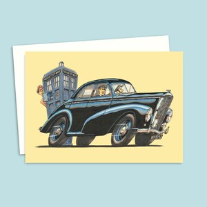 Funny Greeting Card - Police Car Cartoon Birthday Card - Hand Drawn Card Left Blank Inside for Your Own Message
