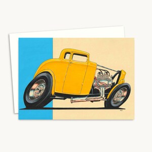 Hot Rod-wenskaart - verjaardagskaart voor een autoliefhebber - blanco binnenkant voor je eigen bericht