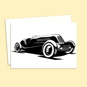 Vintage Car Birthday Card - Pen and ink Illustration - Perfect Greeting Card for Him - Blank Inside