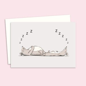 Sleeping Mice Greeting Card with a Hand Drawn Illustration Ideal for Any Occasion, Blank Inside for Your Own Message