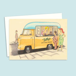 Lustige Cartoon Karte - Geburtstagskarte mit einer Illustration im Stil der 50er Jahre für jeden Anlass - blanko