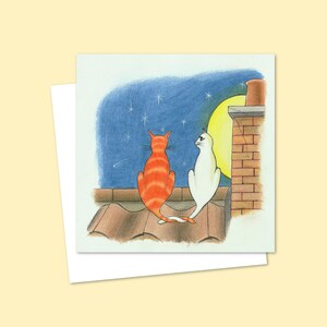 Cat Lover Greeting Card with a Hand Drawn Pencil Illustration that is Suitable for Any Occasion, Blank Inside