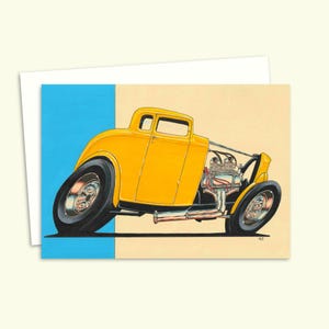 Hot Rod Greeting Card - Birthday Card for a Car Lover - Blank Inside for Your Own Message