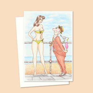 Wenskaart zeehumor - leuke illustratie, perfect voor verjaardagen, jubilea en Valentijnsdag - blanco van binnen