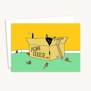 Cartão de felicitações de gato engraçado - Cartão de aniversário para amantes de gatos - Ilustração desenhada à mão, ideal para família e amigos - Em branco por dentro para sua própria mensagem