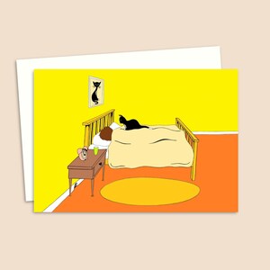Funny Cat Greeting Card - Birthday Card for a Cat Lover - Hand Drawn Illustration - Ideal for Any Occasion