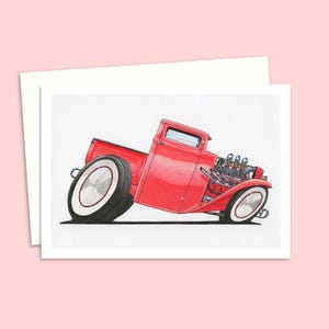 Tarjeta de felicitación con ilustración personalizada de una camioneta: ideal para el cumpleaños de un amante de los autos o para el Día del Padre.