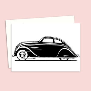 Auto Grußkarte - Geburtstagskarte für einen Auto Liebhaber - Handgezeichnete Pen and Ink Illustration - Ideal für den Vatertag