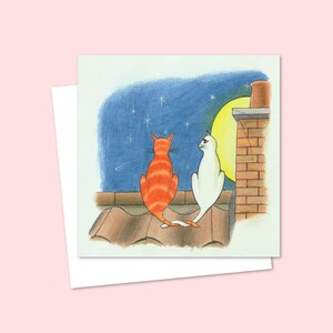 Wenskaart kattenliefhebber met een handgetekende potloodillustratie die geschikt is voor elke gelegenheid, blanco van binnen