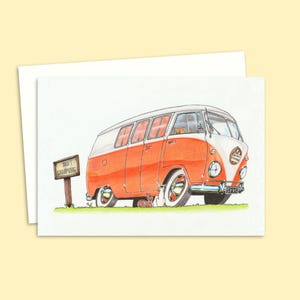 Camp Site Greeting Card with Cute Cats and Dogs - Funny Birthday Card - Hand Drawn Illustration - Blank Inside