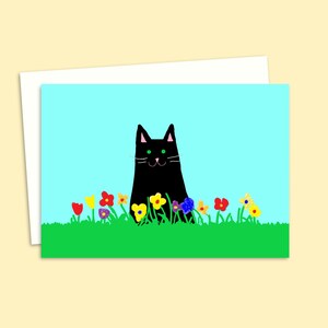 Black Cat Greeting Card - Cat Lover Birthday Card - Blank Inside For Your Own Message