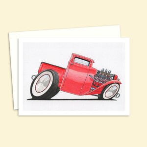 Greeting Card Featuring a Custom Pick Up Truck Illustration - Ideal Birthday Card for a Car Lover's Birthday or Dad on Father's Day
