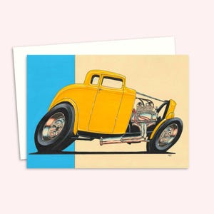 Hot Rod Greeting Card - Birthday Card for a Car Lover - Blank Inside for Your Own Message
