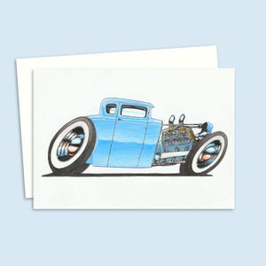 Custom Car Greeting Card - Birthday Card with a Hot Rod Illustration - Great Card for Dads, Brothers, or Car Loving Friends