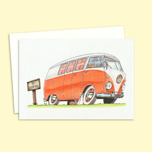 Carte de voeux de camping avec des chats et des chiens mignons - carte d'anniversaire drôle - illustration dessinée à la main - intérieur vierge