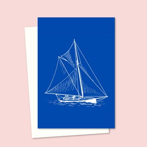 Sailing Yacht Card - Boat Lover Birthday Card - Ideal for Greeting Card for Father's Day - Blank Inside for your own Message