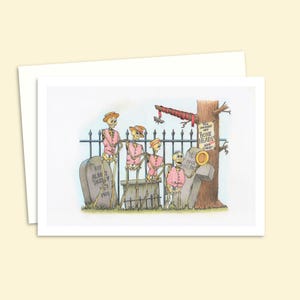 Funny Skeleton Greeting Card with an Original Hand Drawn Pencil Illustration of a Barbershop Quartet, Blank Inside for Your Personal Message
