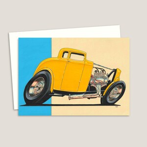 Hot Rod Grußkarte - Geburtstagskarte für einen Autoliebhaber - Leere Innenseite für Ihre eigene Nachricht