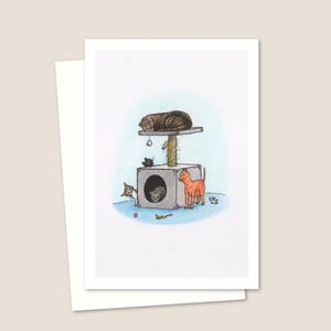 Cartão de felicitações de gatos - Ilustração a lápis desenhada à mão de gatinhos fofos brincando - Cartão de aniversário ideal para quem ama gatos - Em branco por dentro