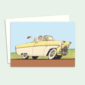 Funny Greeting Card with a Mid Century Nostalgia Illustration - Suitable for Any Occasion - Classic Car Art Card - Father's Day Card