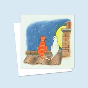 Cat Lover Greeting Card with a Hand Drawn Pencil Illustration that is Suitable for Any Occasion, Blank Inside