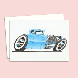 Custom Car Greeting Card - Birthday Card with a Hot Rod Illustration - Great Card for Dads, Brothers, or Car Loving Friends