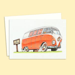 Camp Site Greeting Card with Cute Cats and Dogs - Funny Birthday Card - Hand Drawn Illustration - Blank Inside