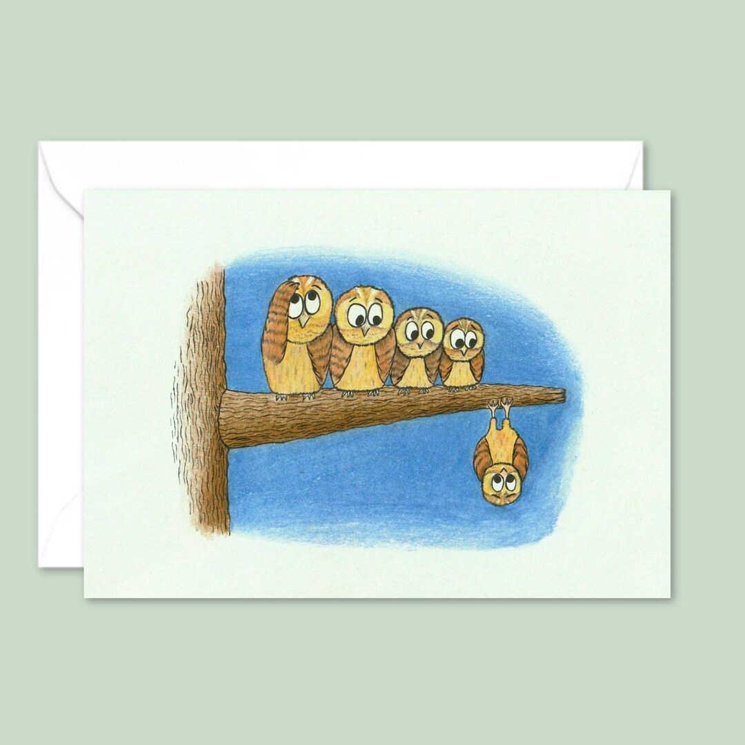 Cute Owls Greeting Card - Illustrated Birthday Card for an Animal Lover ...