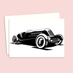 Vintage Car Birthday Card - Pen and ink Illustration - Perfect Greeting Card for Him - Blank Inside
