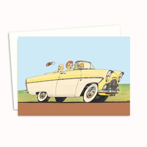 Funny Greeting Card with a Mid Century Nostalgia Illustration - Suitable for Any Occasion - Classic Car Art Card - Father's Day Card