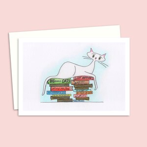 White Cat Greeting Card - Illustrated Birthday Card for a Cat Lover - Ideal for Any Occasion - Blank Inside for your own Message
