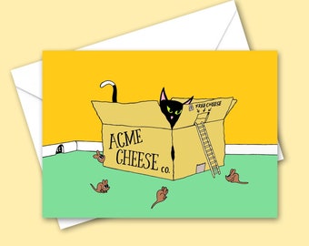 Funny Cat Greetings Card | Cute Card For Cat Lovers | Cat Birthday Card | Feline Illustration | Blank Cards for All Occasions