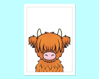 ハイランド牛のアートプリント