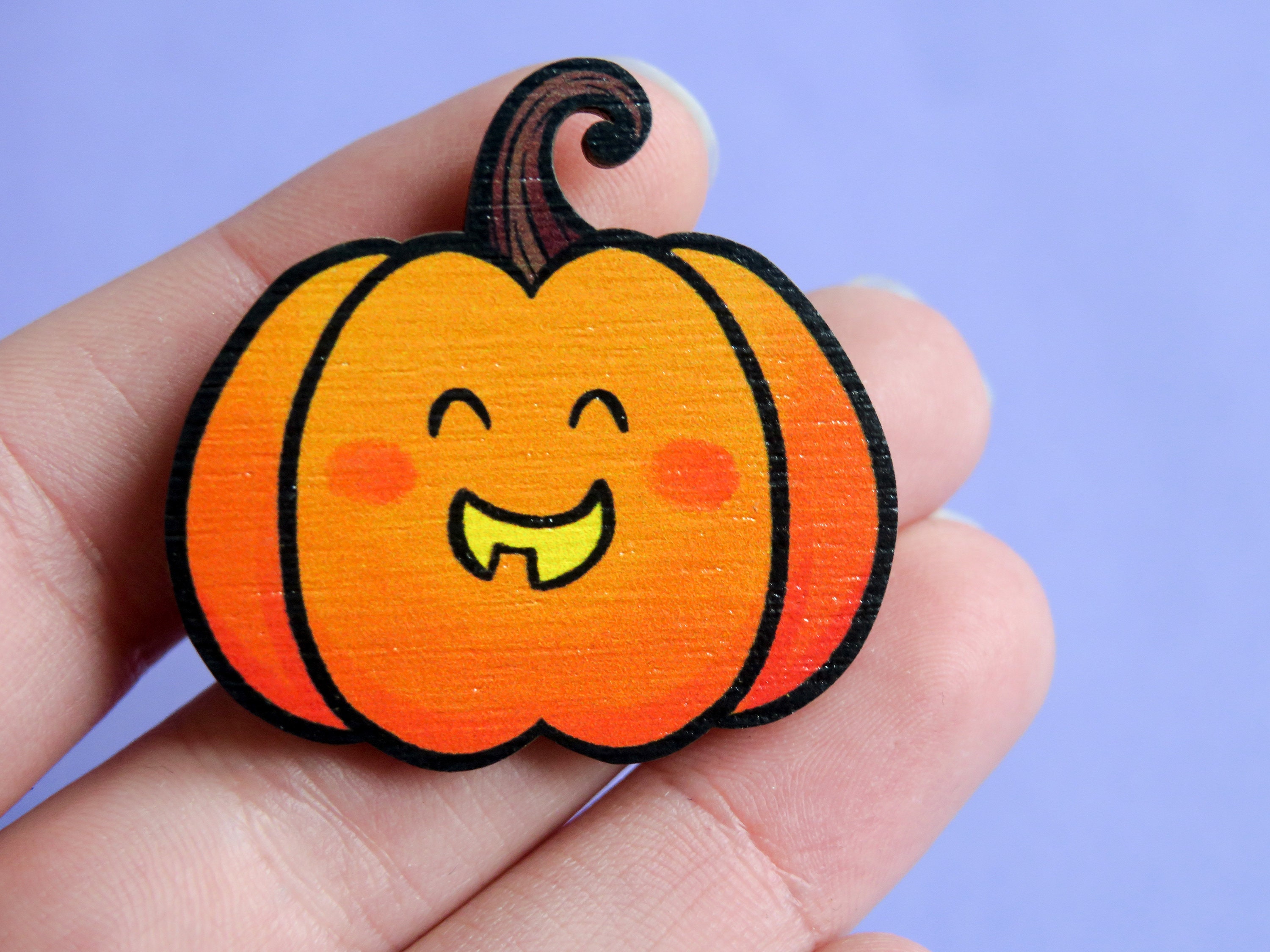 Halloween Pin Badge - Laser Cut Wooden Brooch - Spooky Lapel Pin ...